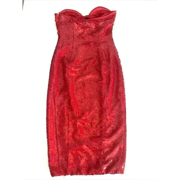 H:OURS Cesca RED Sequin Strapless Dress Size 0 XXS Valentine's Day Sexy Bodycon - Picture 7 of 11
